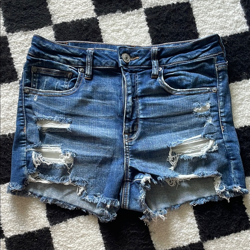 American Eagle Blue Distressed Jean Shorts size 12